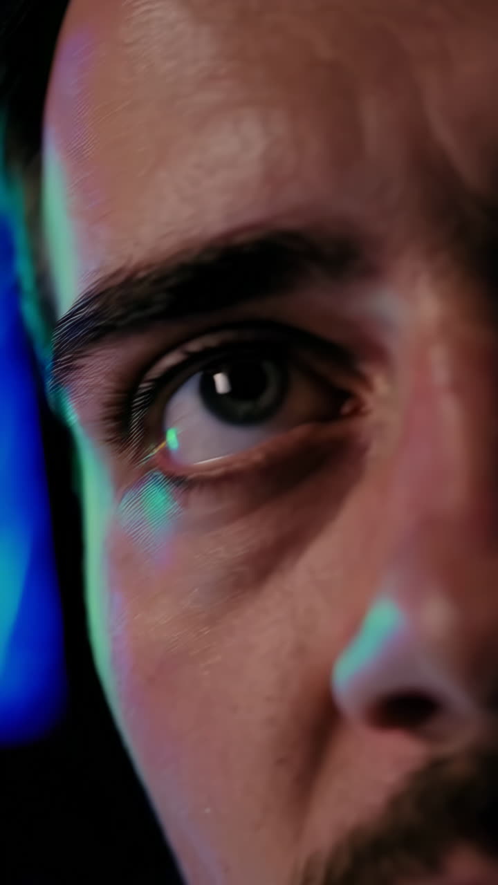Close-up of a man's face and eye