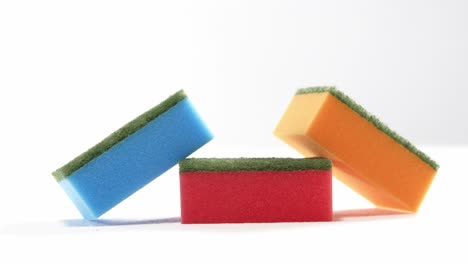 close-up of multicolor cleaning sponge