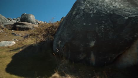 smooth footage of big boulders and rocks