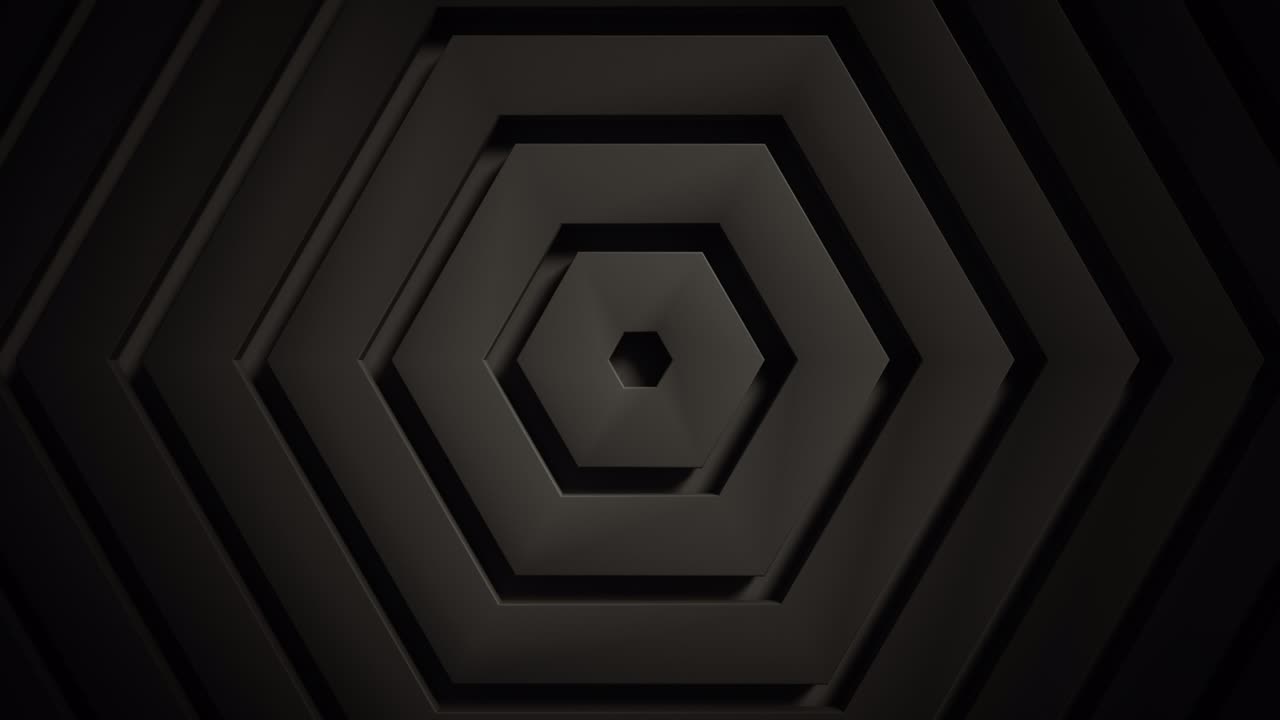 4k светло-черный бесшовный цикл анимационного фона. темная текстура, 3d шестиугольные кольца с минимальной анимацией для текстового фона презентации, события, бизнеса. торги на хэллоуин. медленная скорость.