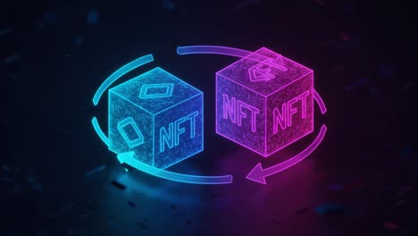 digital transformation of assets: exploring the dynamic exchange between two nft cubes in an animated virtual environment