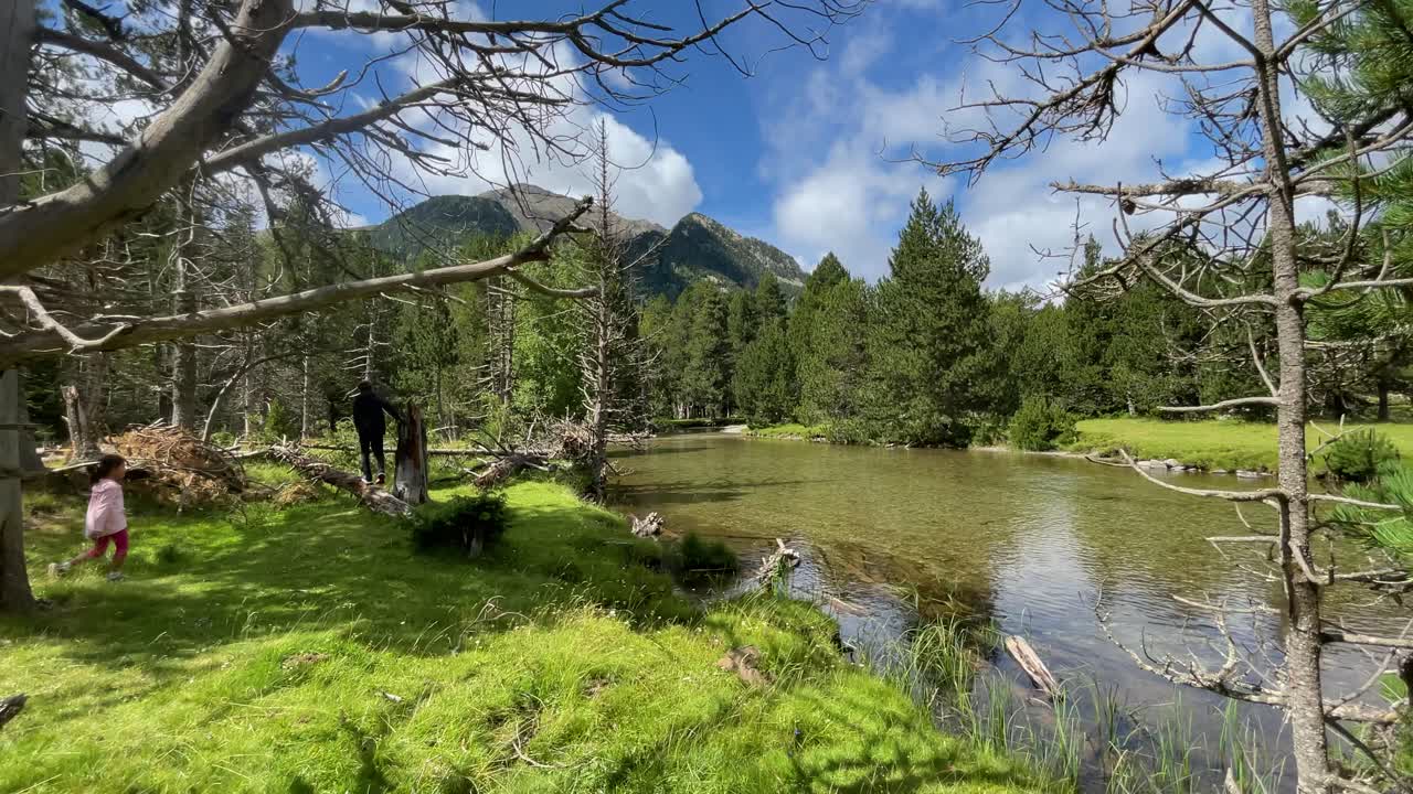 Národní park Aigüestortes, Španělsko. Chráněná příroda, Lleida, Katalánsko. Krásná horská řeka s křišťálově čistou vodou z tání.