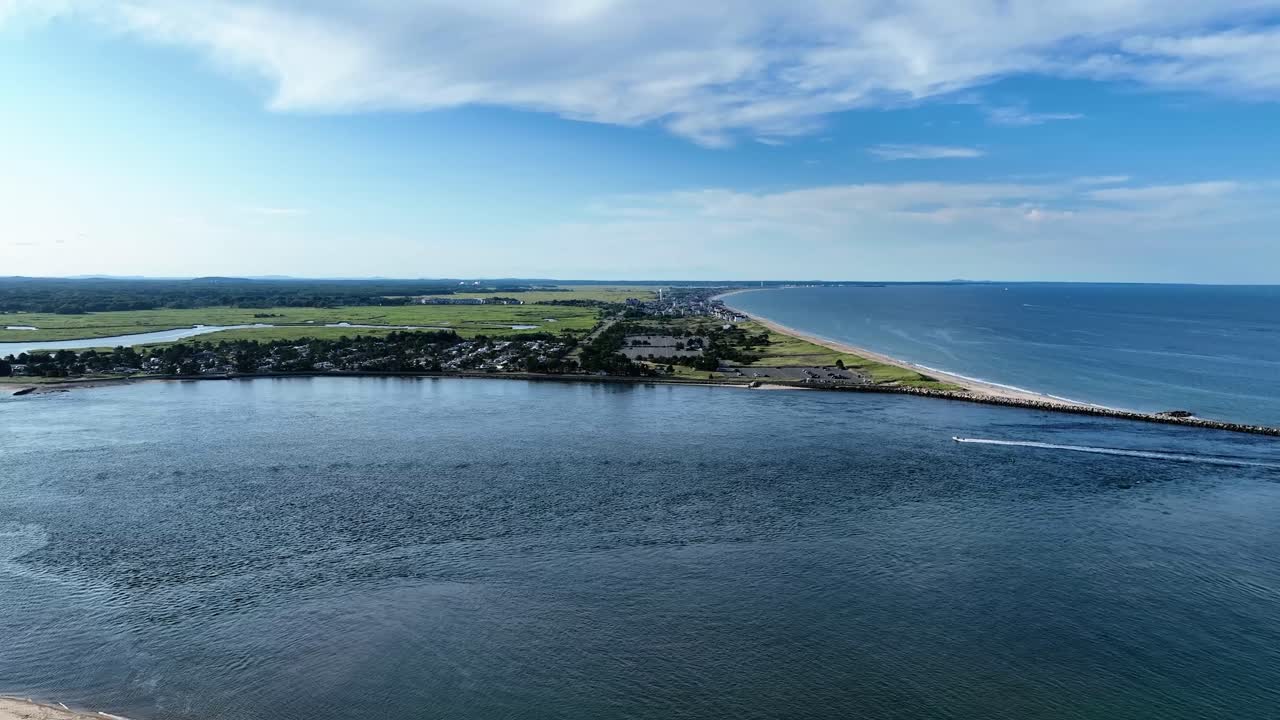 Aerial view of a beautiful island in New England, USA