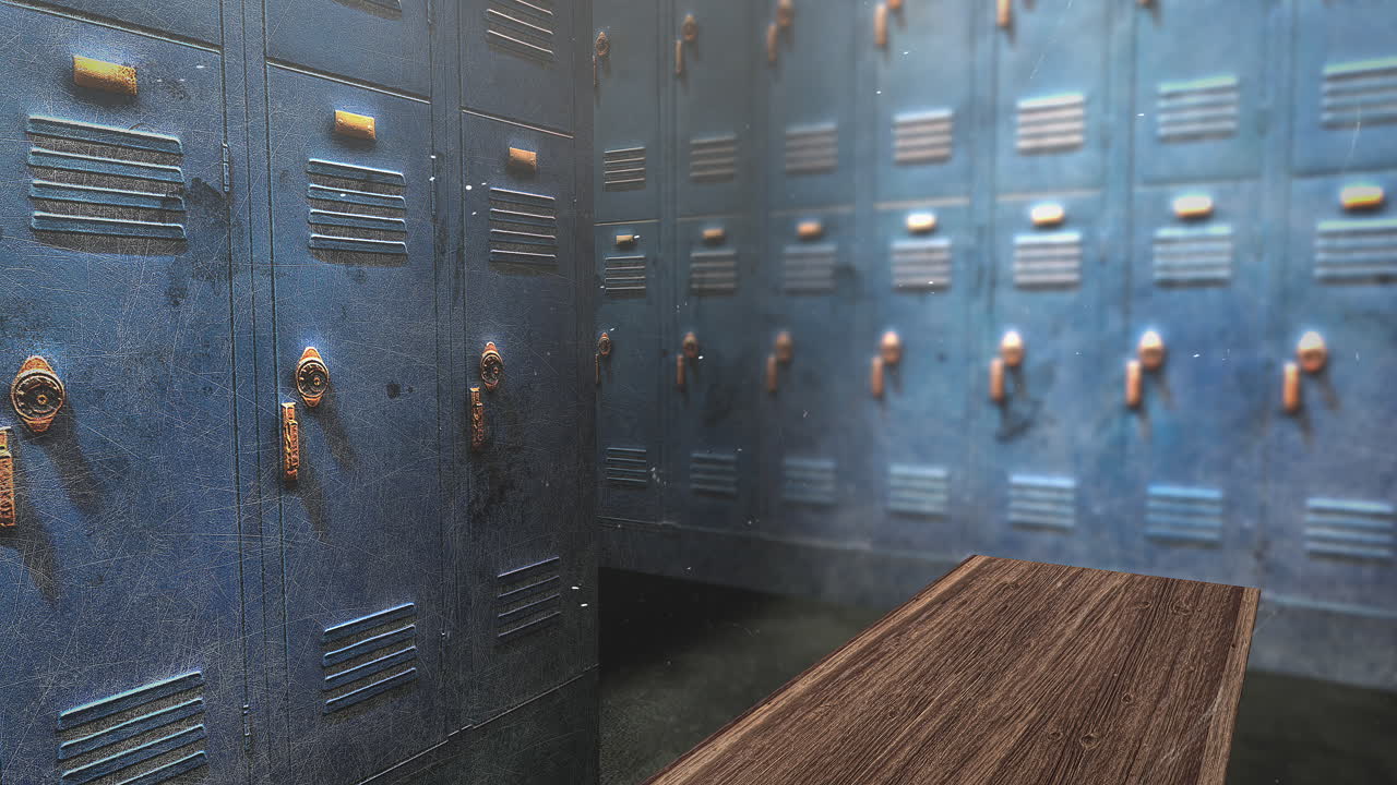 학교 탈의실 교육 배경에서 모션 카메라