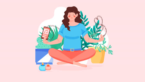 An animation of a Organic flat people meditating illustration