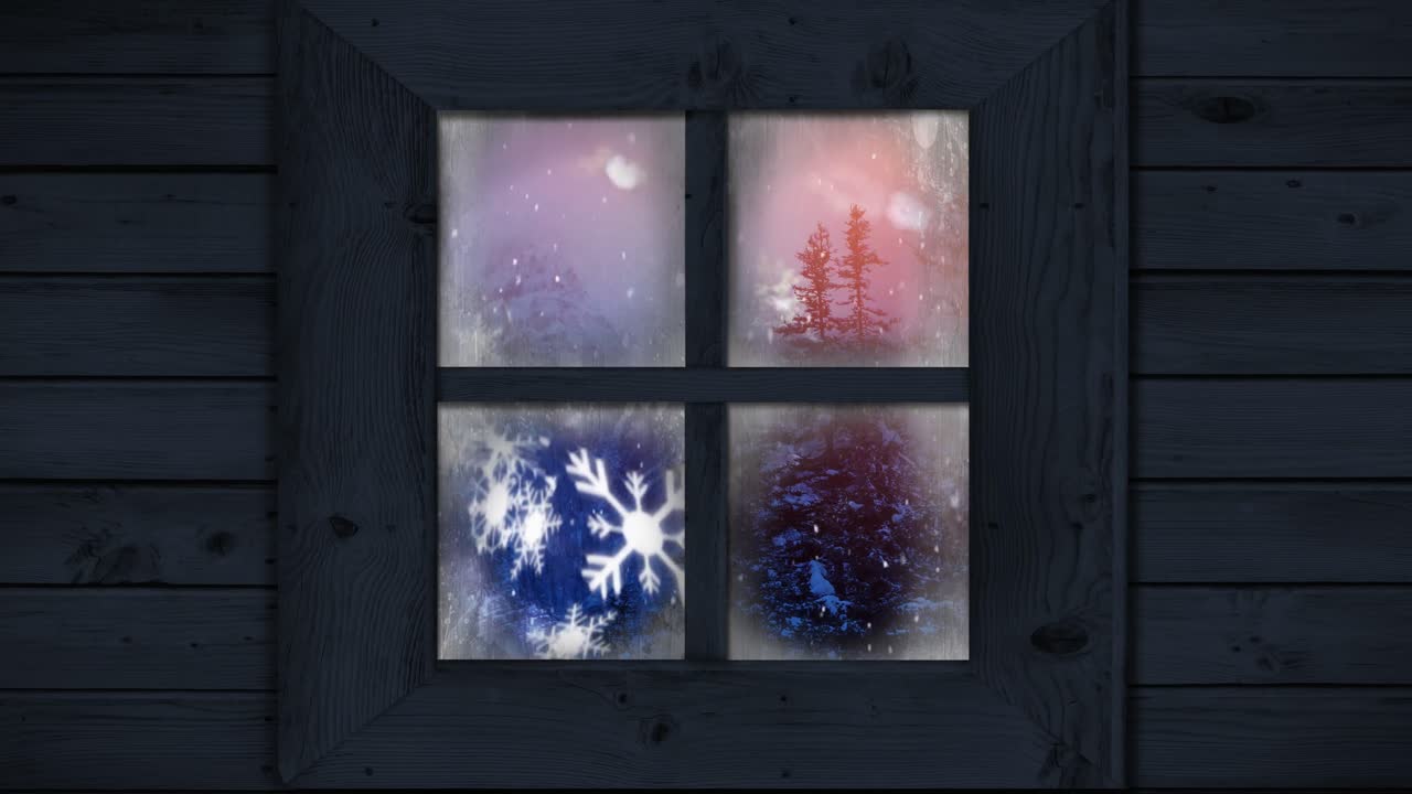 Winter scenery seen through window 4k