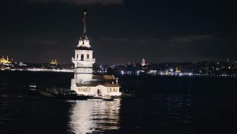 maiden's tower, taken in the evening, aerial 4k video footage