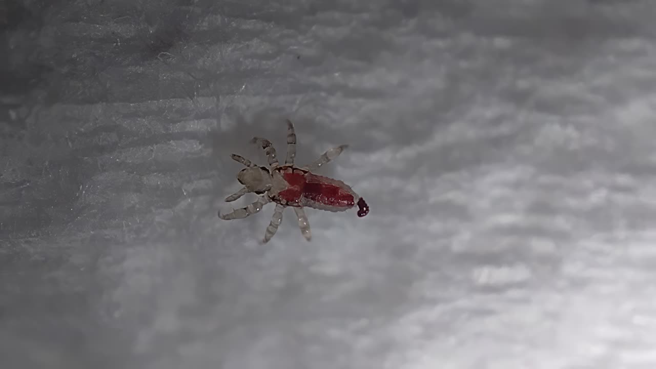 Louse Insect closeup shot at Critter parasitic organism in movement