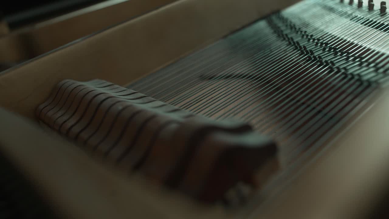 piano grabado desde adentro, cuerdas tocando