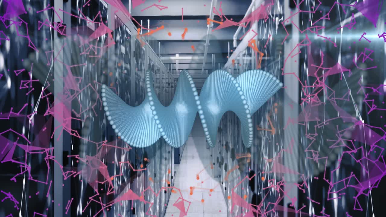 Animation of dna strand spinning and data processing over computer servers
