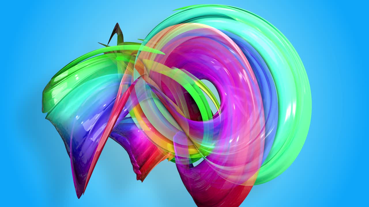 무지개 줄무는 원형으로 움직이고 추상적인 배경으로 휘어집니다.