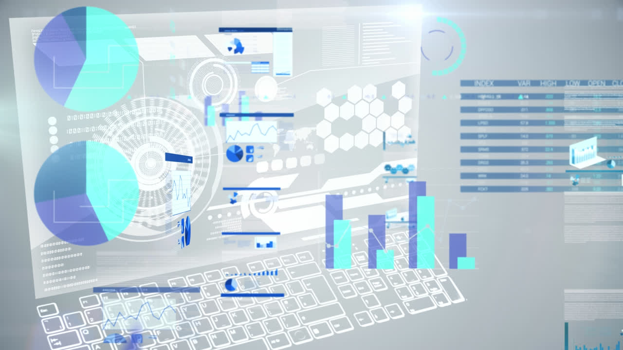 Animation of data processing over white background