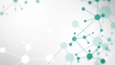 geometric abstract white background with connected line and dots. network and connection scientific atom model. loop animation. copy space.