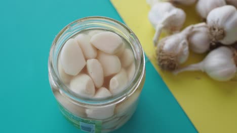 a jar of pickled garlic