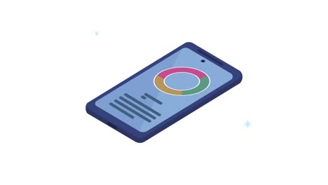 dispositivo de teléfono inteligente con animación de pastel de estadísticas