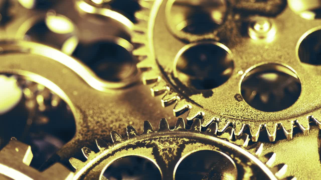 가까운 기어가 작동하는 메커니즘에서 회전합니다.