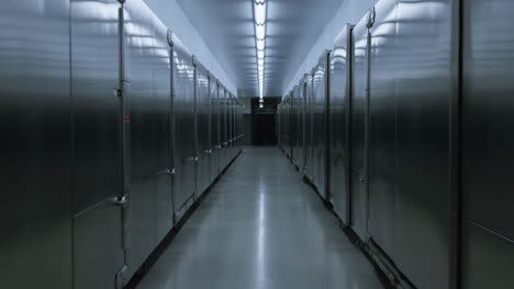 long sterile corridor with metallic storage units