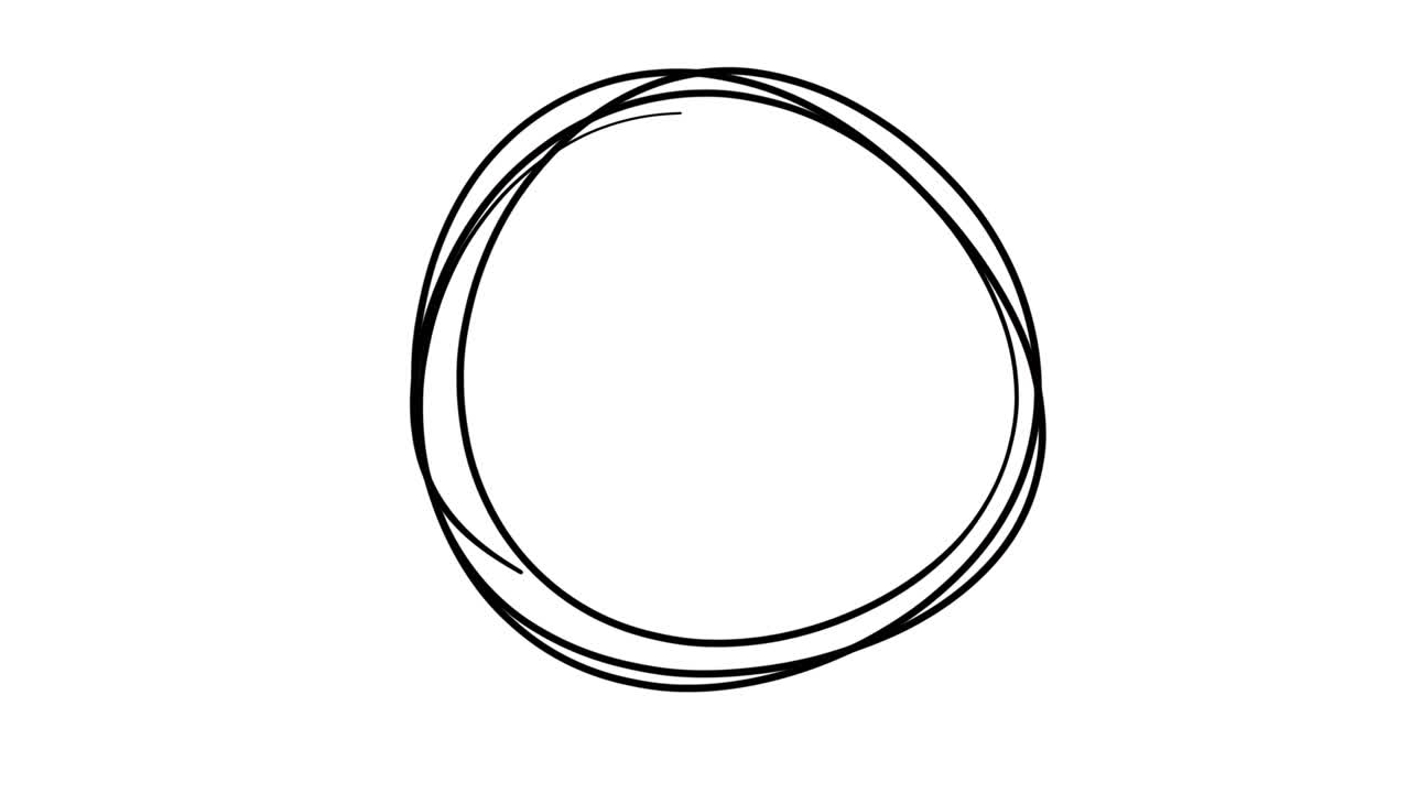 animación de marco de círculo garabateado dibujado a mano, aislado en fondo blanco, gráficos en movimiento.