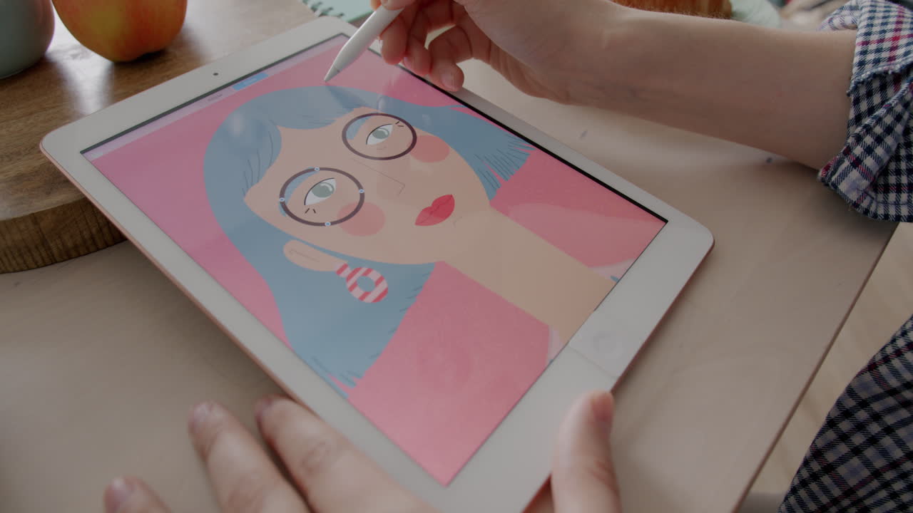 Digital Portrait Drawing on Tablet