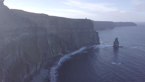 beautiful panning shot of the iconic cliffs of moher in county clare ireland