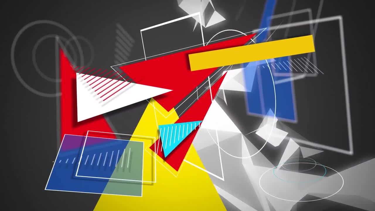 formas y contornos coloridos y formas blancas en azul