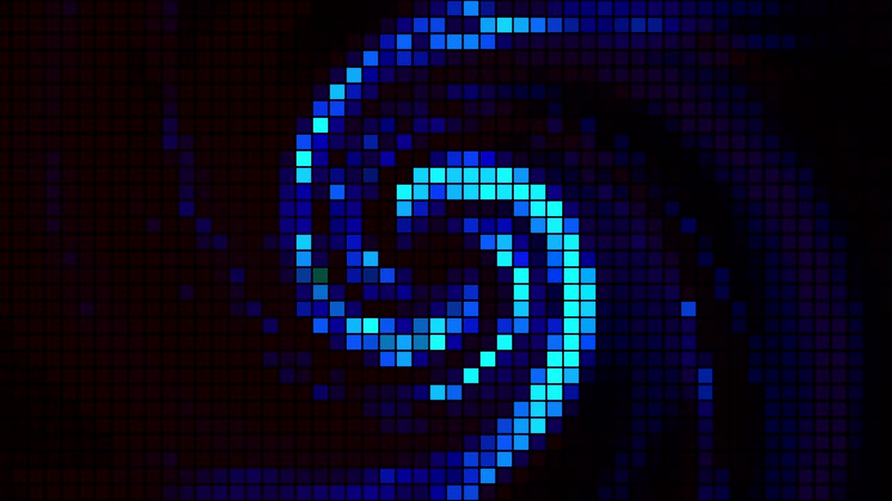Abstract star in whirl rotating motion on a black background, seamless loop. Motion. Retro cosmic background with transforming celestial body