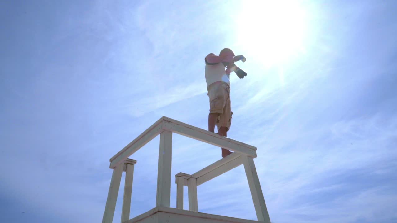 워치타워 에서 사진 을 찍는 전문 사진작가