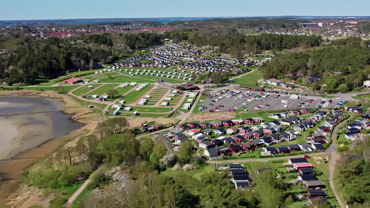 Göteborgs Fritidsförening Askim Cottage Village In Askim, Gothenburg, Sweden. Aerial Drone Shot
