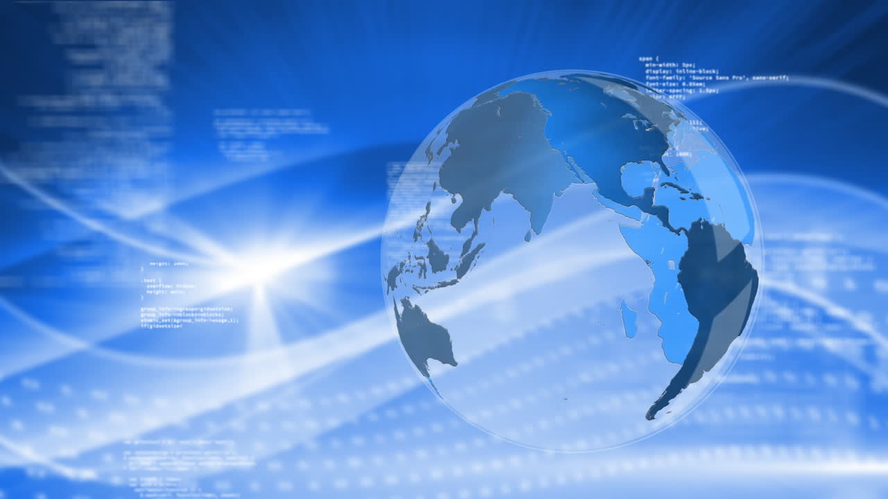 지구를 회전시키는 데이터 처리의 애니메이션