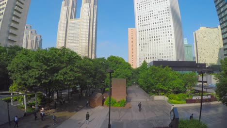 early morning in the park , downtown tokyo , japan