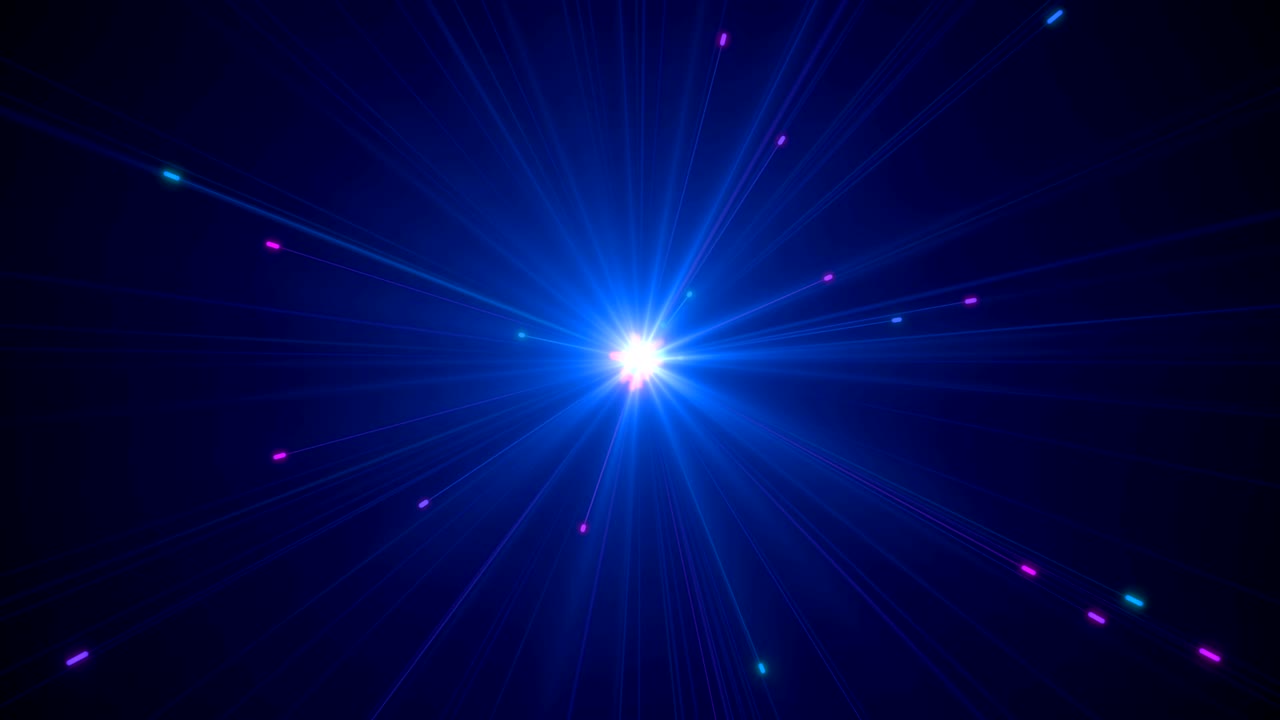 explosiones abstractas de fuegos artificiales de neón digital en colores retro azules y púrpuras