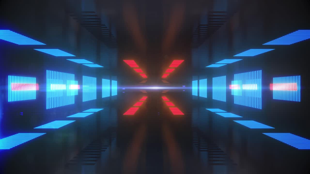 Animation of glowing shapes moving against black background