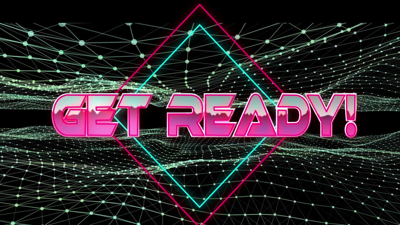 animazione di testo pronto su griglia digitale su sfondo nero