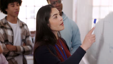 Teacher,-students-and-writing-by-board