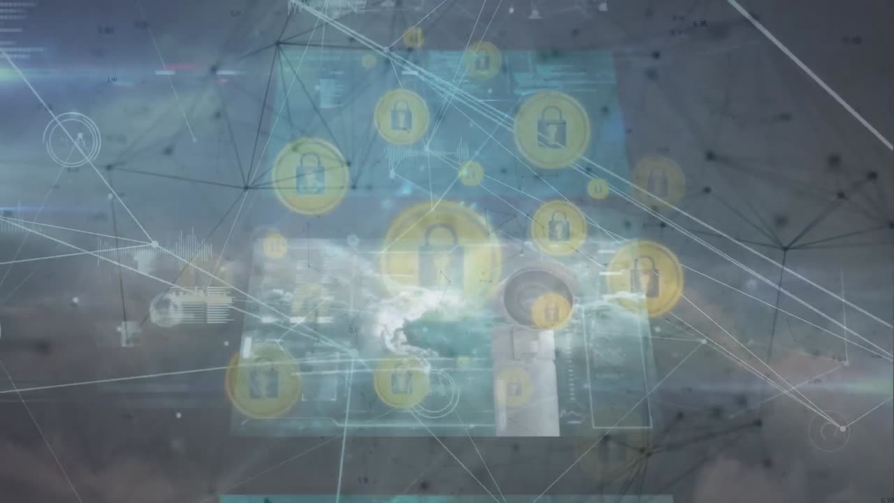 연결 및 글로브 오버 스크린의 애니메이션과 클라우드 오버 데이터