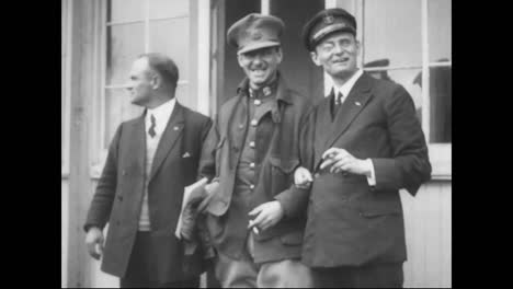 the famed bremen flyers arrive in 1928 on the shores of america to great fanfare and are greeted by charles lindbergh