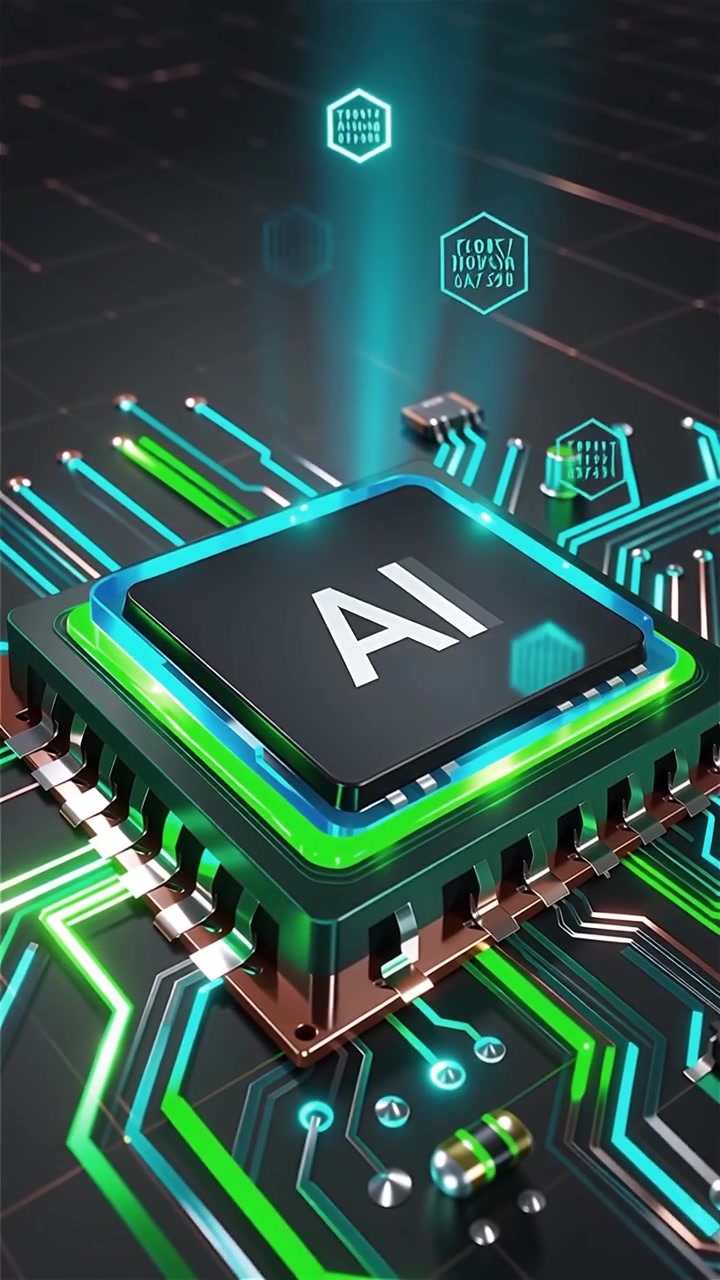 Futuristic AI Chip Motherboard Technology Background