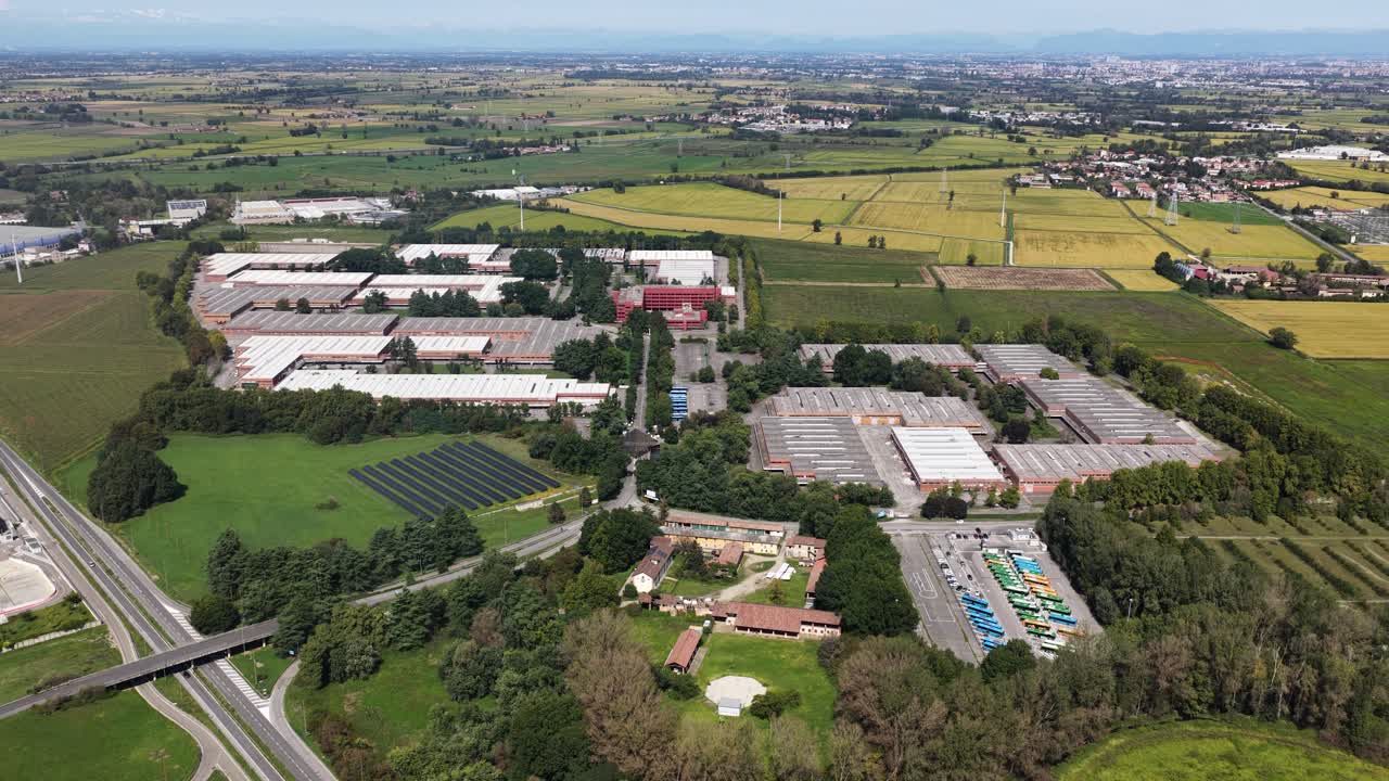 Aerial drone video of the Il Girasole International Trade Center Italy's largest wholesale city, emphasizing commerce, logistics, and large scale infrastructure