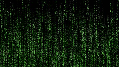 random glowing numbers, letters falling down (code rain). cyberspace with green, the matrix style effect. the camera moves through the falling lines. abstract future tech background.