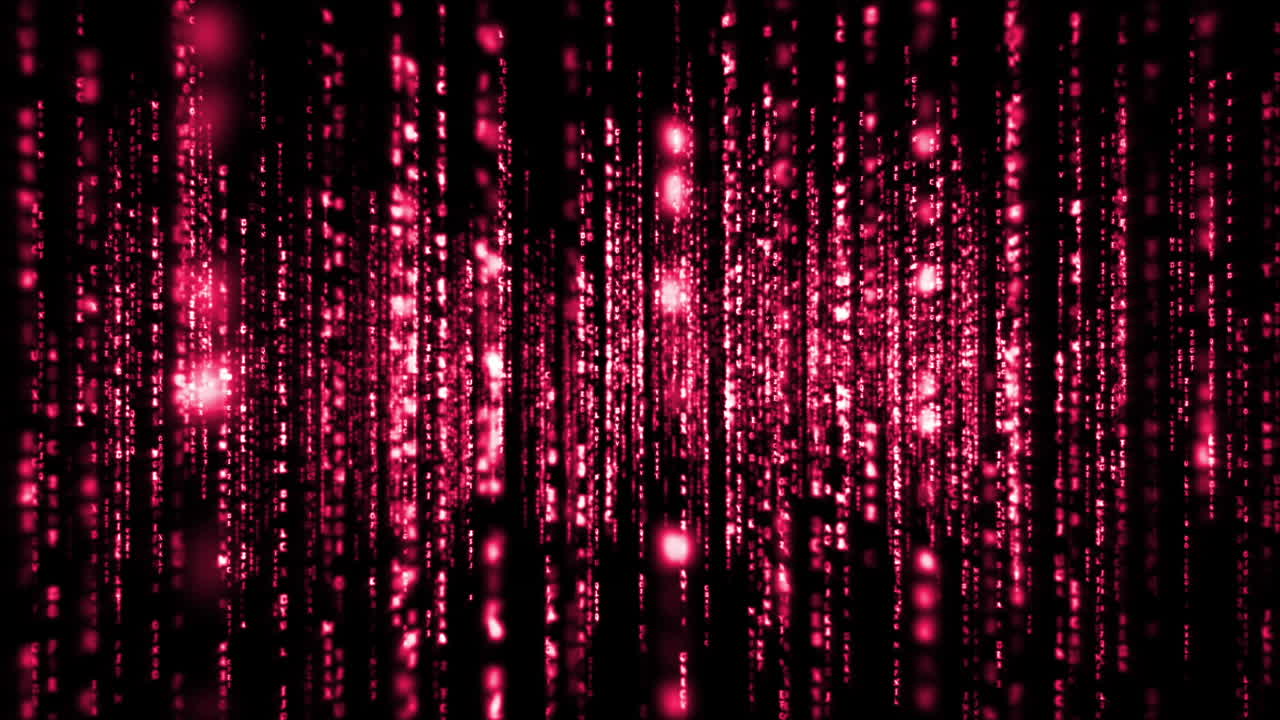 Lines of pink blurred letters falling