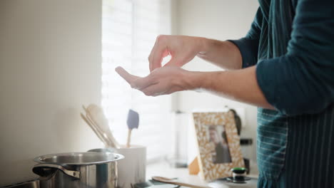 preparing a meal in the kitchen