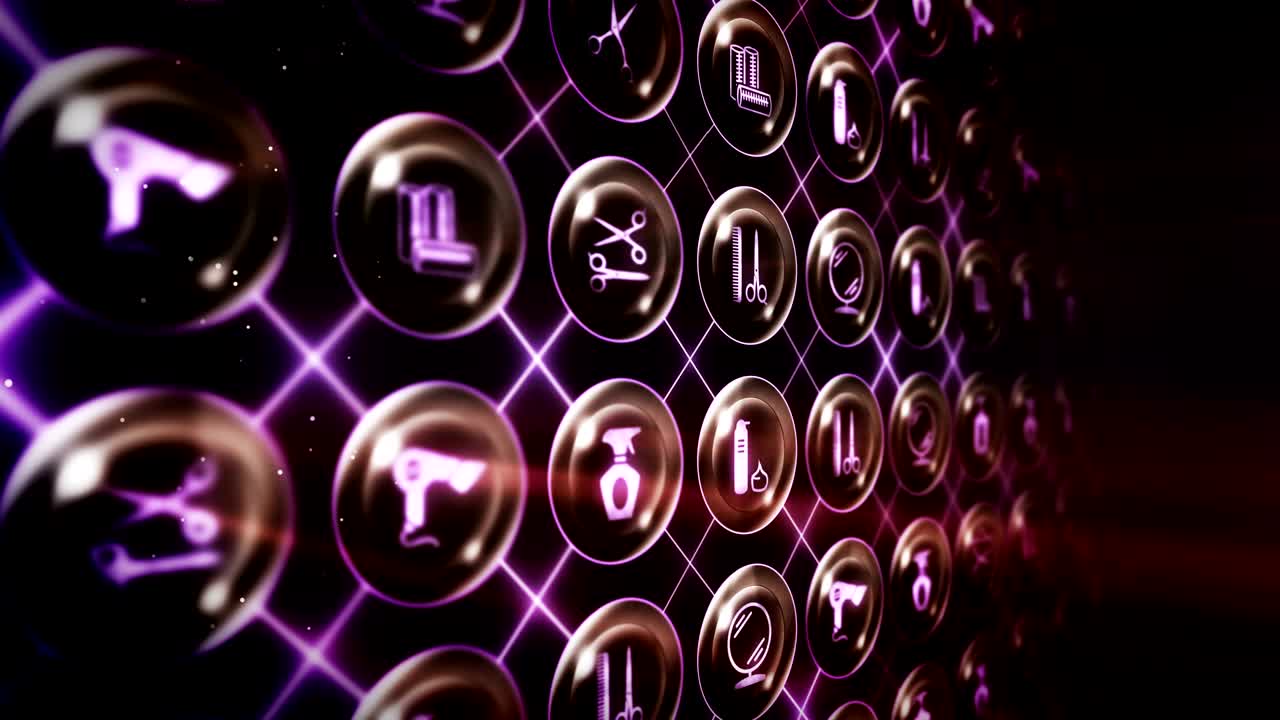 Set of Hairdresser Icons, Hair Salon Item Background, CG Loop Animation,