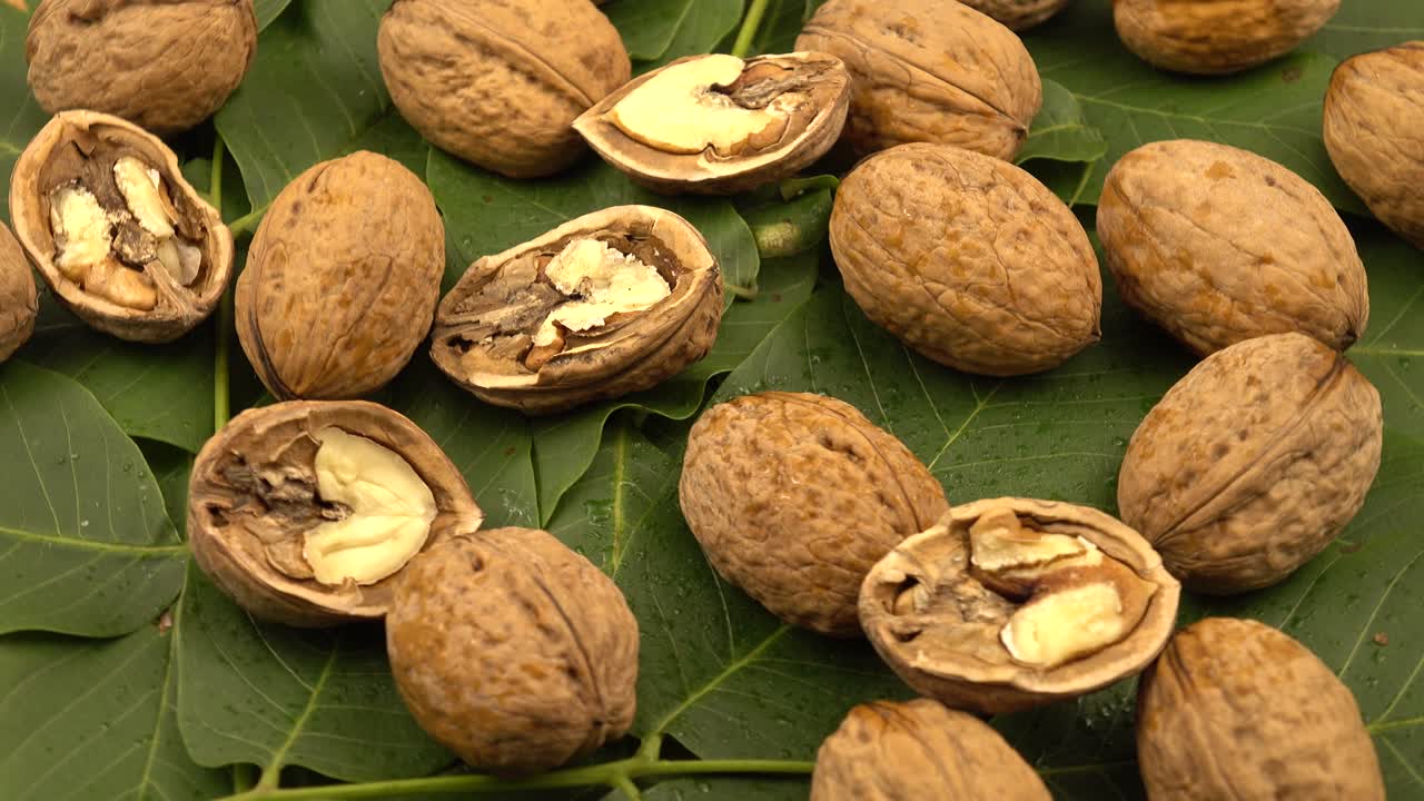 Walnut halves and whole walnuts