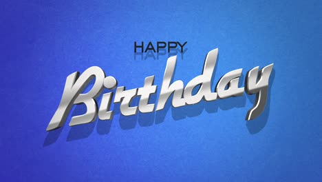 modern 3d happy birthday card with blue background and white text