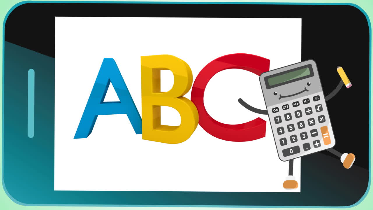 Animation of abc text on black background