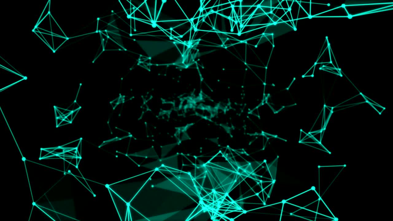 Glowing green network of plexus connections against black background