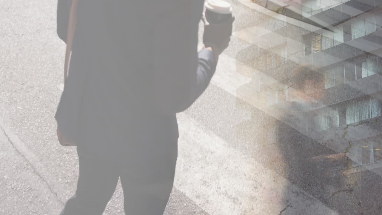 사람과 도시 풍경에 대한 금융 데이터 처리 애니메이션