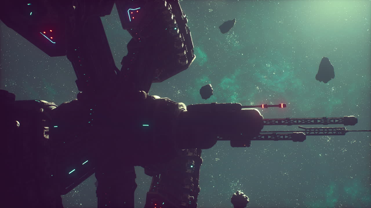 nave espacial alienígena no identificada volando en el espacio