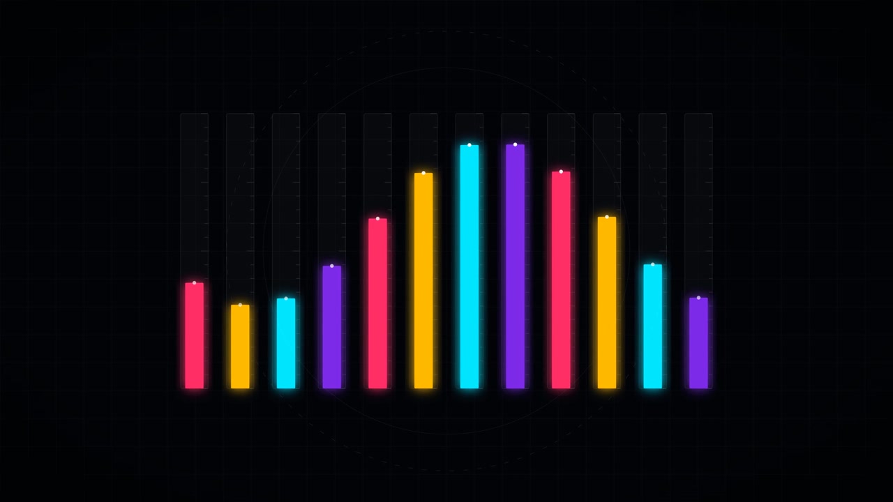 Grafico a barre digitale animato e colorato per la visualizzazione dei dati