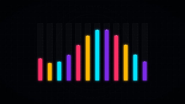 Grafico a barre digitale animato e colorato per la visualizzazione dei dati